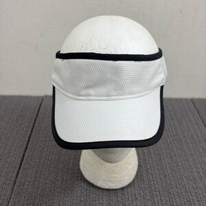 Mid Sport Visor Cap Hat Unisex OSFM White Black Jersey Mesh Adjustable Strapback